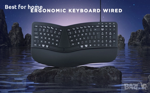 Ергономична , осветена разделена кабелна клавиатура Seenda с поставка за китката, снимка 8 - Клавиатури и мишки - 51770574