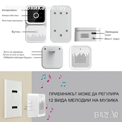 Умен звънец с вградена камера, безжична връзка с телефон TUYA, снимка 8 - Друга електроника - 43153480