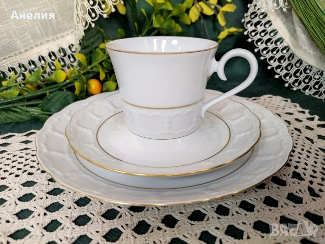 Krautheim Бавария бели сетове за кафе красота, снимка 4 - Чаши - 52741381