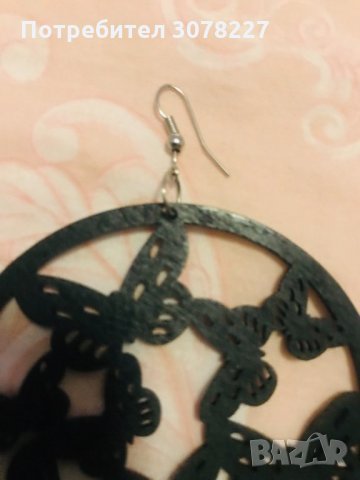 Дървени обеци, снимка 3 - Обеци - 33045529