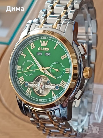 Olevs Автоматик, Дисплей Скелетон, HD Светещ, 3 ATM, Прозрачен гръб, Мултифункционален, Календар, снимка 7 - Мъжки - 53169391