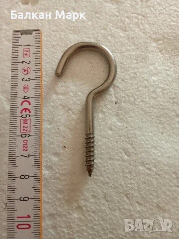 Кука с винт за дърво 35х80 мм – Неръждаема стомана (Германия)