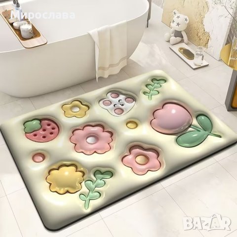 Бързосъхнеща триизмерна  постелка за баня, снимка 1