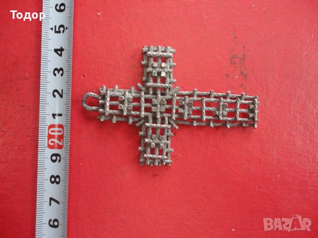 Старинен ажурен метален кръст , снимка 2 - Колекции - 43222838