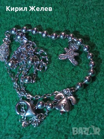 НЕЖНА СКЪПОЦЕННА СРЕБЪРНА ГРИВНА РОДИРАНО СРЕБРО S925 с ФИГУРАЛНИ АРТ ВИСУЛКИ 34388