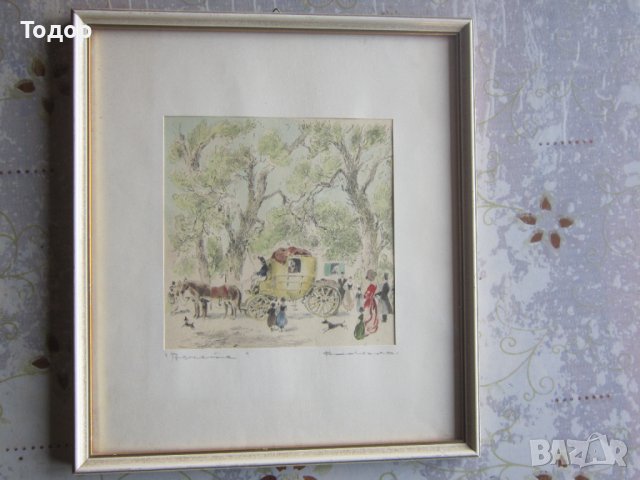 Стара картина графика  подписана 3, снимка 3 - Картини - 36917834