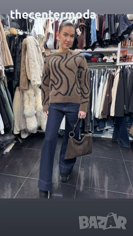 Дамски кафяв пуловер , снимка 3 - Блузи с дълъг ръкав и пуловери - 53107106