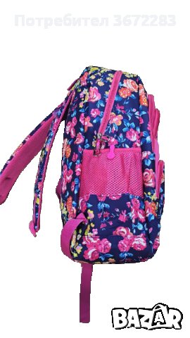 Ученическа раница за момичета в розов цвят на цветя, снимка 2 - Ученически пособия, канцеларски материали - 43425902