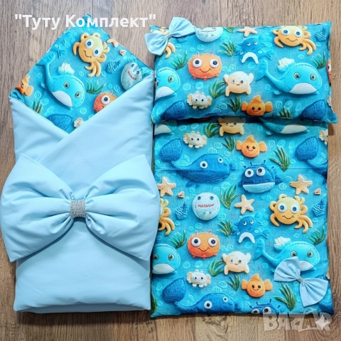 Комплект от памучно портбебе ( одеяло, чувалче),подложка с възглавница, снимка 14 - Спално бельо и завивки - 37954287