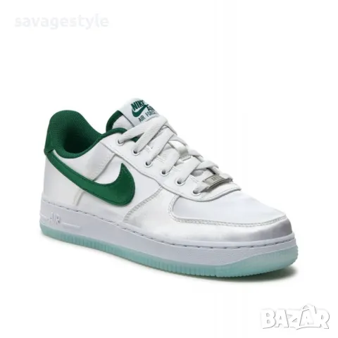 Дамски маратонки NIKE Air Force 1 '07 Low Satin Shoes White/Green, снимка 2 - Маратонки - 47416291