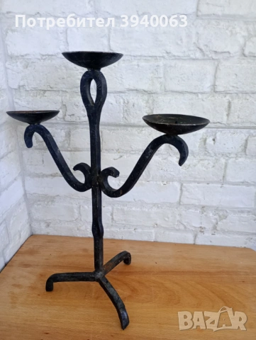 Стар свещник от ковано желязо, снимка 7 - Други ценни предмети - 53207824