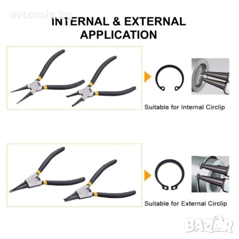 Професионален комплект 7-инчови клещи с фиксиращи пръстени, 4 части, снимка 4 - Аксесоари и консумативи - 43573265