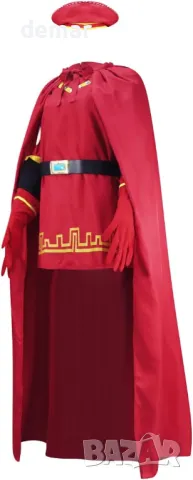 AYYOHON мъжки костюм Farquaad, шапка, червено наметало, топ, ръкавици, колан, 5 части, снимка 3 - Други - 47435752