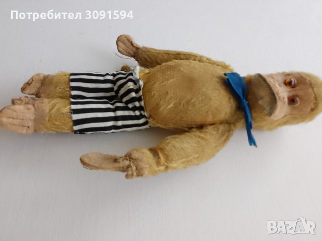 Стара играчка маймуна напълнена със слам , снимка 5 - Колекции - 43886650