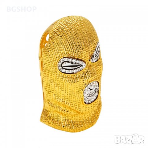 Рапърска Маска Колие - Бижу за Ланец - Златиста , снимка 3 - Колиета, медальони, синджири - 26376061