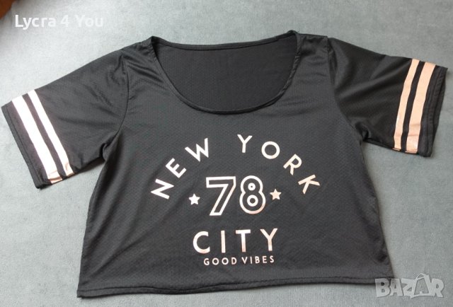 L/XL къса блузка/кроп топ с надпис NY City, снимка 6 - Корсети, бюстиета, топове - 43266825