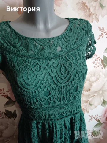 дамска дантелена зелена рокля H&M, снимка 3 - Рокли - 52901703