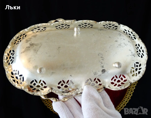 Посребрена бонбониера,кошничка Art Nouveau. , снимка 4 - Антикварни и старинни предмети - 53394956