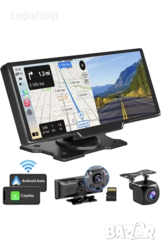 НОВА Мултимедия с Carplay, Android Auto от Westods  9.3" две камери, IPS с вграден видео регистратор, снимка 2 - Аксесоари и консумативи - 50542507