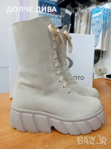 Намаление Дам.боти м273от естествен бежав велур , снимка 2 - Дамски боти - 52574612