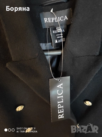 Replica Moda ново с етикет палто вълна с кожени ръкави, снимка 6 - Палта, манта - 52631600