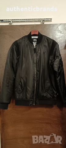 Stussy Waxed Bomber Flight Jacket Black