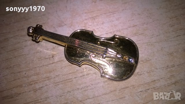 златна цигулка за ревера-внос франция-4.5х2см, снимка 3 - Антикварни и старинни предмети - 26734943