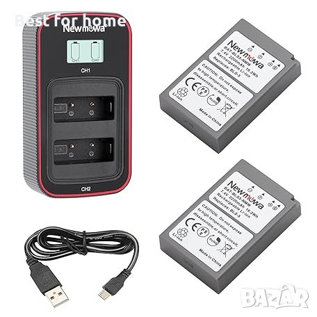 Комплект батерии 2200 mAh и смарт зарядна станция за Olympus от Newmowa BLS-5 