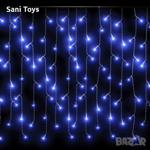 Коледни лампички, Тип завеса, LED сини