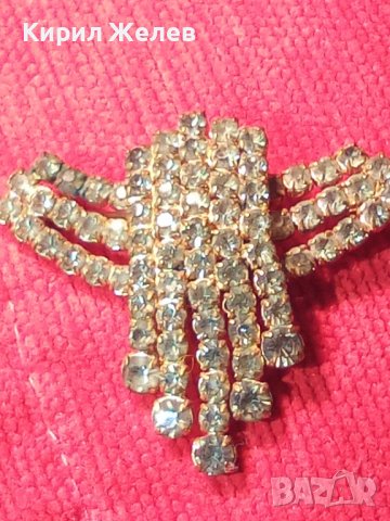СТАРА ПОЗЛАТЕНА РЕТРО АРТ ДЕКО БРОШКА с ПРЕКРАСНИ БОХЕМСКИ ФАСЕТИРАНИ ЮВЕЛИРНО КРИСТАЛИ 27880, снимка 12 - Антикварни и старинни предмети - 37128345