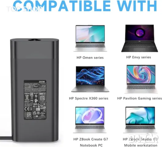 200W зарядно устройство за лаптоп HP, TPN-DA10 L00818-850 ADP-200HB B TPN-LA21 TPN-LA20, снимка 4 - Друга електроника - 49500303