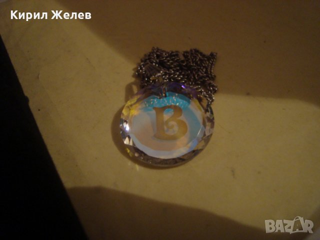 МОДНО АРТ КРИСТАЛНО КОЛИЕ МЕДАЛЬОН с ВЕРИЖКА и БУКВИЧКА 26684, снимка 9 - Колиета, медальони, синджири - 34806306
