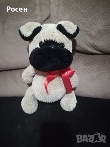 Плетено куче-Мопс, снимка 2 - Плюшени играчки - 43491051