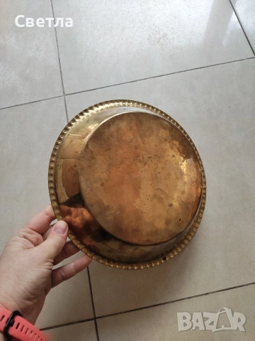 Стар месинг поднос, снимка 2 - Антикварни и старинни предмети - 53438338