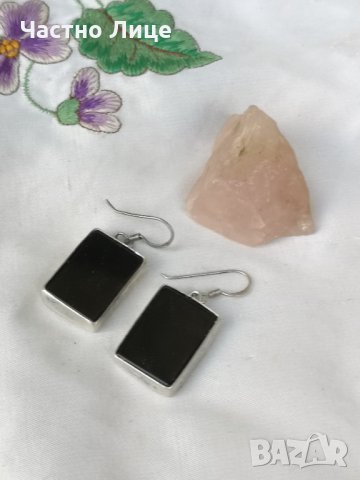 Старинни Сребърни Обеци с Черен Оникс , снимка 1