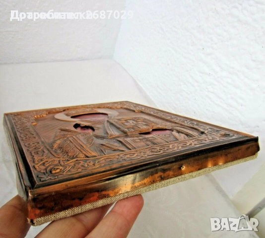  икона, св Кристофър, Св.Богородица, Св. Мина, Свети Георги - интарзия, Свети Никола с обков, икони, снимка 14 - Антикварни и старинни предмети - 28873020