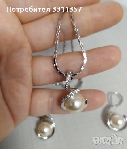 Комплект бижута, колие с висулка и обеци 18KRGP, снимка 6 - Бижутерийни комплекти - 43059404