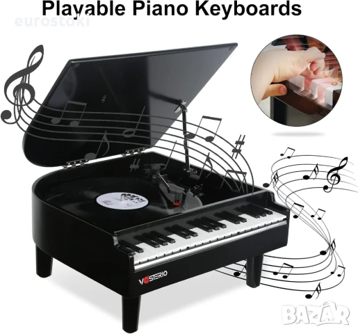 Грамофон Vosterio B-629-7, 3 скорости, вградени стерео високоговорители, Bluetooth вход и изход, снимка 5 - Грамофони - 51110146