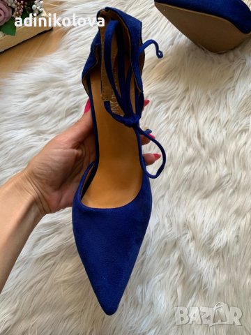 Нови турско сини обувки на ток, снимка 3 - Дамски обувки на ток - 38501823