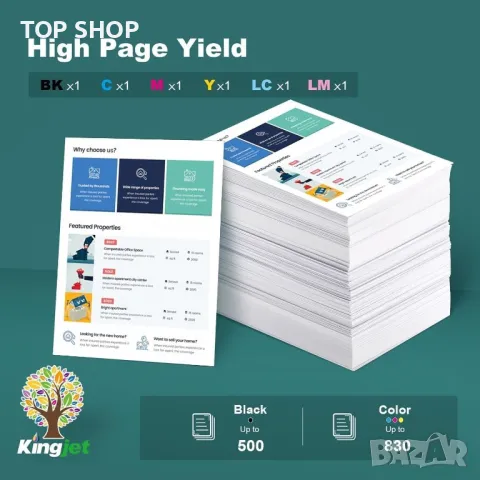 KINGJET 378XL Мастилени касети, преработени за Epson 378 378XL (черно циан магента жълто), снимка 6 - Консумативи за принтери - 49629192