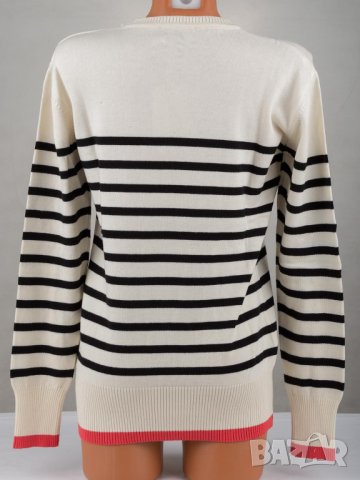 Дамски памучен пуловер в екрю на черно райе марка Paul Parker, снимка 3 - Блузи с дълъг ръкав и пуловери - 33597382