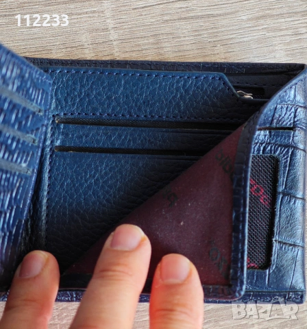 Мъжки портфейл от естествена кожа-тъмно син, снимка 6 - Портфейли, портмонета - 53531099