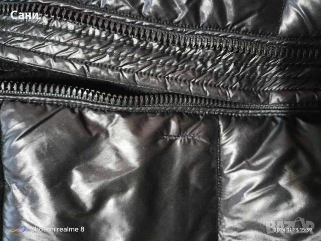 Черно зимнно яке с естествен косъм, снимка 8 - Якета - 51748751