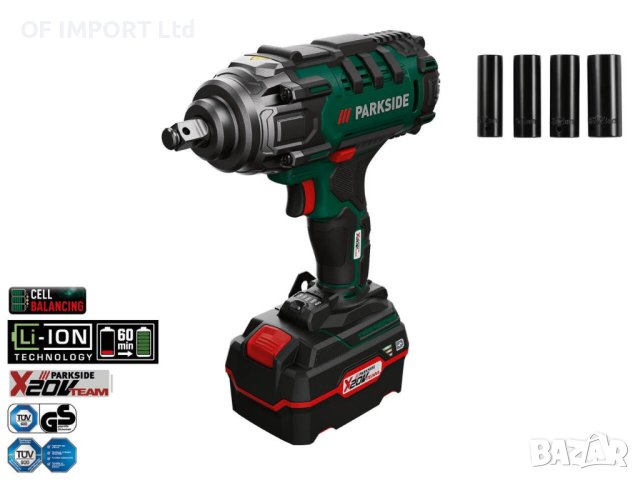 ПРОМОЦИЯ !!! Акумулаторен Ударен Гайковерт PARKSIDE 20V Li-Ion 400Nm, снимка 4 - Гедорета - 43001203