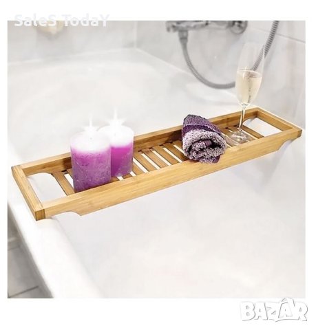 Бамбукова подложка за вана, за баня, 65,9x14x4,5 см