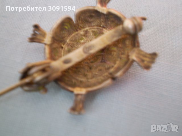  Антикварна брошка костенурка сребърна проба 800 И филигран , снимка 11 - Антикварни и старинни предмети - 36876012
