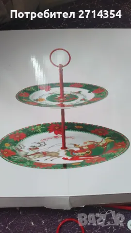Коледен поднос на два етажа , снимка 8 - Декорация за дома - 48222981