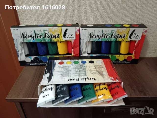ПРОМОЦИЯ. Комплекти от 6 цвята акрилни бои., снимка 2 - Картини - 50669514
