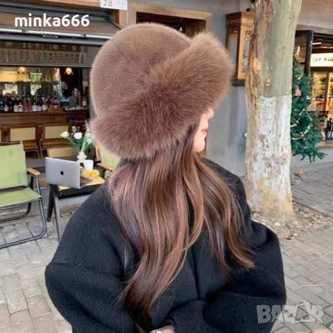 Дамска шапка с косъм., снимка 2 - Шапки - 51910671