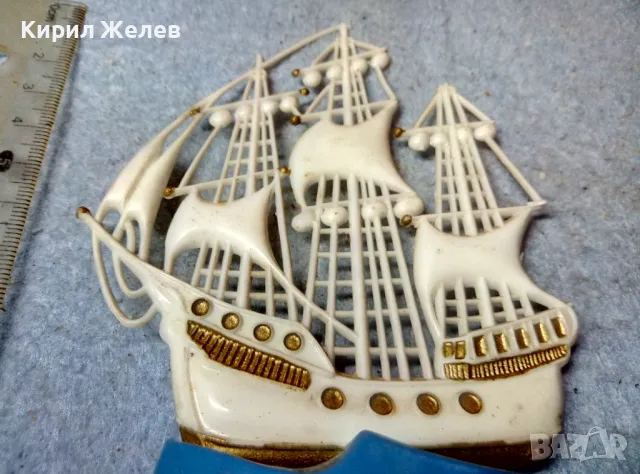 Стар КОЛЕКЦИОНЕРСКА РУСКА ИГРАЧКА ПЛАТНОХОД КОРАБ ВЕТРОХОД от СССР ПЕРИОД 47621, снимка 5 - Колекции - 47694749